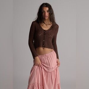 Ghanda Betty Knit Long Sleeve in Gully Brown Size XS